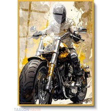 Tablonhazır Dikey Çerçeveli Cam Moto2 Modern Ev Dekoru Duvar Sanatı Ev Ofis Tablosu