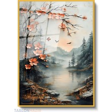 Tablonhazır Dikey Çerçeveli Cam Mistik Doga Temasi Modern Ev Dekoru Duvar Sanatı Ev Ofis Tablosu