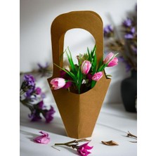 Orbak Kağıtçılık Buket ve Saksı Çiçek Taşıma | Dayanıklı Çiçek Taşıma Çantası  – 10 Adet Kraft Çanta