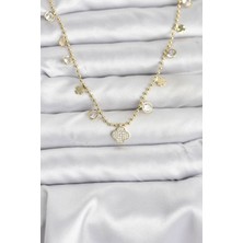 Stillove Pirinç Gold Renk Yonca Model Kadın Kolye