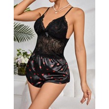 Senselle Lingerie Premium Kadın Saten Şortlu Takım