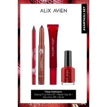 Alix Avien Suya Dayanıklı Dolgunlaştırıcı Etkili Uzun Süre Kalıcı Kırmızı Makyaj Seti - Yılbaşı Koleksiyonu