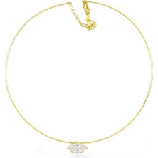 Masaliko Markiz Choker Gümüş Kolye – 925 Ayar, Markiz Kesim Zirkon Taşlı, Modern Choker Tasarım (MS3845)