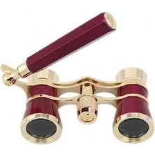 Just Cheap Store Nefis Işlemeli, Tiyatro / Opera Dürbünü 3X25 Prinç Metal Kaplamalı Retro Kahverengi