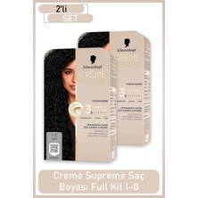 Schwarzkopf Creme Supreme Siyah 1-0 Dengeleyici Saç Bakım Etkili Full Kit 2'li Set