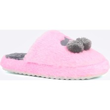 PIJAMONI Pembe Pelüş Kirazlı Önü Kapalı Ev Terliği