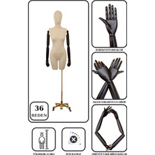 Manken İstanbul Lüks Gold Ayaklı Pantolon Giyebilen 36 Beden Ahşap Kollu Terzi Mankeni Vitrin Mankeni