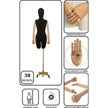 Manken İstanbul Lüks Gold Ayaklı Pantolon Giyebilen 38 Beden Ahşap Kollu Terzi Mankeni Vitrin Mankeni