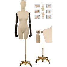 Manken İstanbul Lüks Gold Ayaklı Pantolon Giyebilen 38 Beden Ahşap Kollu Terzi Mankeni Vitrin Mankeni