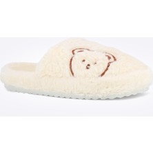 PIJAMONI Ekru Yandan Ayıcıklı Ev Terliği