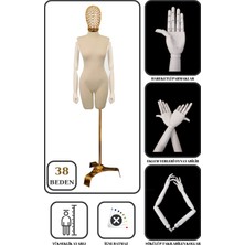 Manken İstanbul 38 Beden Gold Kafalı Gold Ayaklı Pantolon Giyebilen Terzi Mankeni Vitrin Mankeni Prova Mankeni