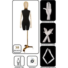 Manken İstanbul 38 Beden Gold Kafalı Gold Ayaklı Pantolon Giyebilen Terzi Mankeni Vitrin Mankeni Prova Mankeni