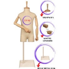 Manken İstanbul 2 Yaş Ahşap Kollu Pantolon Giyebilen Çocuk Terzi Mankeni Vitrin Mankeni