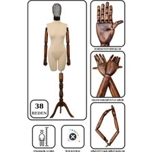 Manken İstanbul 38 Beden Tel Kafalı Ahşap Kollu Pantolon Giyebilen Terzi Mankeni Vitrin Mankeni