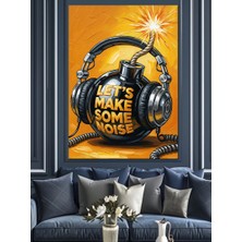 Artmeg Bomba Kulaklık Müzik Dekoratif Kanvas - Mdf Ahşap Tablo