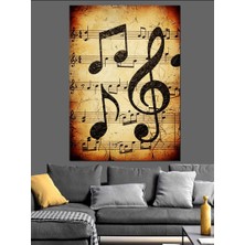 Artmeg Eskimiş Müzik Notaları Sanatı Dekoratif Kanvas - Mdf Ahşap Tablo