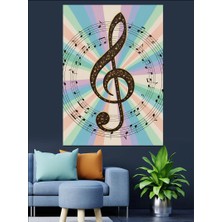 Artmeg Notlarla Dolu Sol Anahtarı Dekoratif Kanvas - Mdf Ahşap Tablo