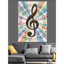 Artmeg Müzik Sol Anahtarı Notalar Dekoratif Kanvas - Mdf Ahşap Tablo
