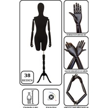 Manken İstanbul 38 Beden Ahşap Kollu İğne Batmaz Vitrin Amaçlı Terzi Mankeni Vitrin Mankeni