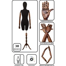 Manken İstanbul 38 Beden Ahşap Kollu İğne Batmaz Vitrin Amaçlı Terzi Mankeni Vitrin Mankeni