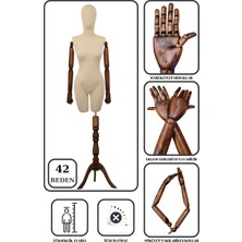 Manken İstanbul 42 Beden Ahşap Kollu İğne Batmaz Vitrin Amaçlı Terzi Mankeni Vitrin Mankeni