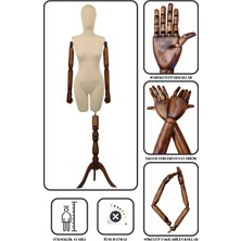 Manken İstanbul Pinokyo Ahşap Kollu Kumaş Kafalı  Vitrin Mankeni Terzi Mankeni (36-38-40-42-44-46 Beden)