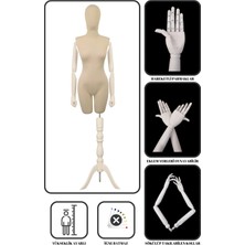 Manken İstanbul Pinokyo Ahşap Kollu Kumaş Kafalı  Vitrin Mankeni Terzi Mankeni (36-38-40-42-44-46 Beden)