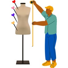 Manken İstanbul Ekonomik 46 Beden Dik ve Yatay İğne Batabilen Sünger Metal Ayaklı Terzi Mankeni Po-01