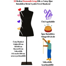 Manken İstanbul Ekonomik 38 Beden Dik ve Yatay İğne Batabilen Sünger Metal Ayaklı Terzi Mankeni Po-01