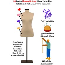 Manken İstanbul Ekonomik 36 Beden Dik ve Yatay İğne Batabilen Sünger Metal Ayaklı Terzi Mankeni Po-01
