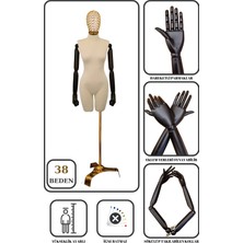 Manken İstanbul 38 Beden  Pantolon Giyebilen Gold Kafalı Gold Ayaklı Terzi Mankeni Vitrin Mankeni Prova Mankeni