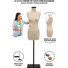 Manken İstanbul Balık Model Süngerli 38 Beden Dik ve Yatay İğne Batabilen Terzi mankeni  Prova Mankeni Siyah Metal