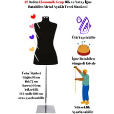 Manken İstanbul Ekonomik 42 Beden Dik ve Yatay İğne Batabilen Sünger Metal Ayaklı Terzi Mankeni Po-01