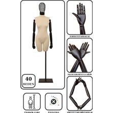 Manken İstanbul 40 Beden Tel Kafalı Ahşap Kollu Pantolon Giyebilen Terzi Mankeni