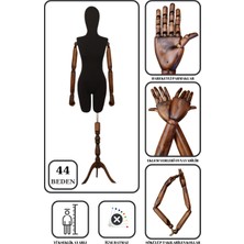 Manken İstanbul 44 Beden Ahşap Kollu İğne Batmaz Vitrin Amaçlı Terzi Mankeni Vitrin Mankeni