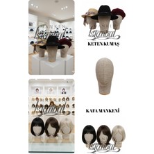 Manken İstanbul Kumaş Kaplı Polyester Kafa Mankeni Aksesuar Mankeni Şapka Mankeni Peruk Mankeni