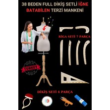 Manken İstanbul 38 Beden Full İğne Batabilen Dikiş Setli ve Riga Setli Terzi Mankeni Ham Takım