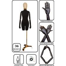 Manken İstanbul 36 Beden Gold Kafalı Gold Ayaklı Pantolon Giyebilen Terzi Mankeni Vitrin Mankeni Prova Mankeni