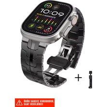 Nezih Case Apple Watch 2/3/4/5/6/7/8/9/se/ultra 42/44/45/49mm ve Seri 10/11 46mm Baklalı Paslanmaz Çelik Kordon