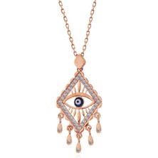 Aya Diamond Gümüş Rose Nazarlı Göz Kolye
