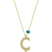 Aya Diamond Gümüş Nazar Gold Ç Harfi Kadın Kolye