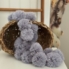 Miniden Gri Sıralı Ponpon Mini Ponpon