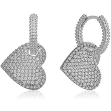Aya Diamond Gümüş Halka Kalp Bayan Küpe