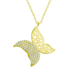 Aya Diamond Gümüş Gold Kelebek Kadın Kolye
