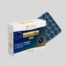 Vitality Nutrition Magnezyum Gece 60 Kapsül ( Bisglisinat + L-Treonat + Vitamin B6 ) Gıda Takviyesi