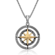 Aya Diamond Gümüş Pusula Unisex Kolye