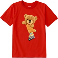 Colermi Pamuk Kumaş Çocuk Tişörtü – Skate Bear Ayıcık Baskılı Çocuk T-Shirt