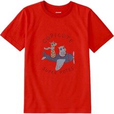 Colermi Çocuk Tişörtü – Uçak Yolculuğu Zürafa ve Su Aygırı Baskılı