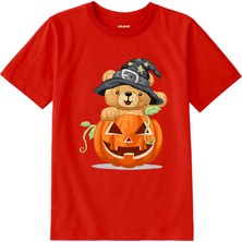 Colermi Pamuk Kumaş Çocuk Tişörtü – Halloween Bear Ayıcık Baskılı Çocuk T-Shirt
