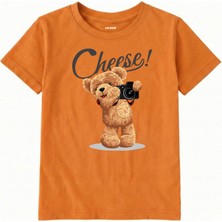 Colermi Pamuk Kumaş Çocuk Tişörtü – Cheese Bear Ayıcık Baskılı Çocuk T-Shirt